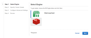 Figure 12: Create an ElastiCache cluster with the engine Memcached - Step 1 